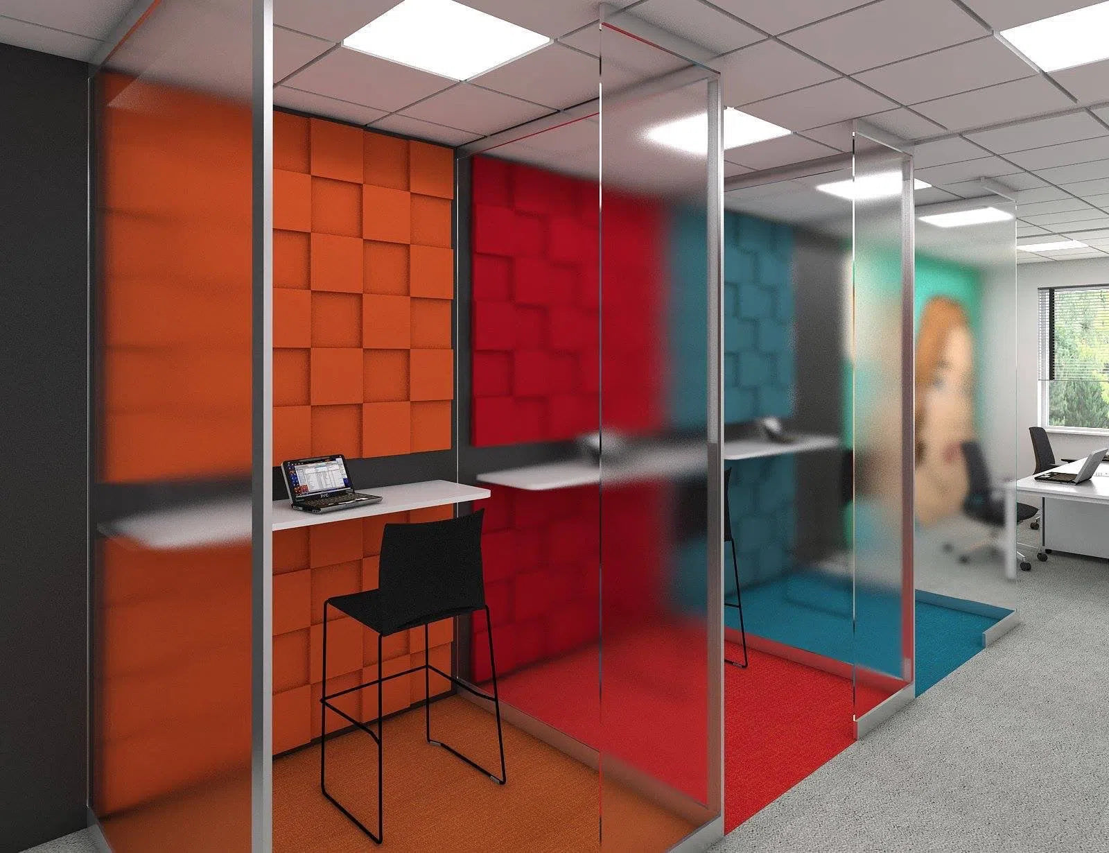 PIXEL L Soft Acoustic Wall Panels in colorful modern interior Decormania UK